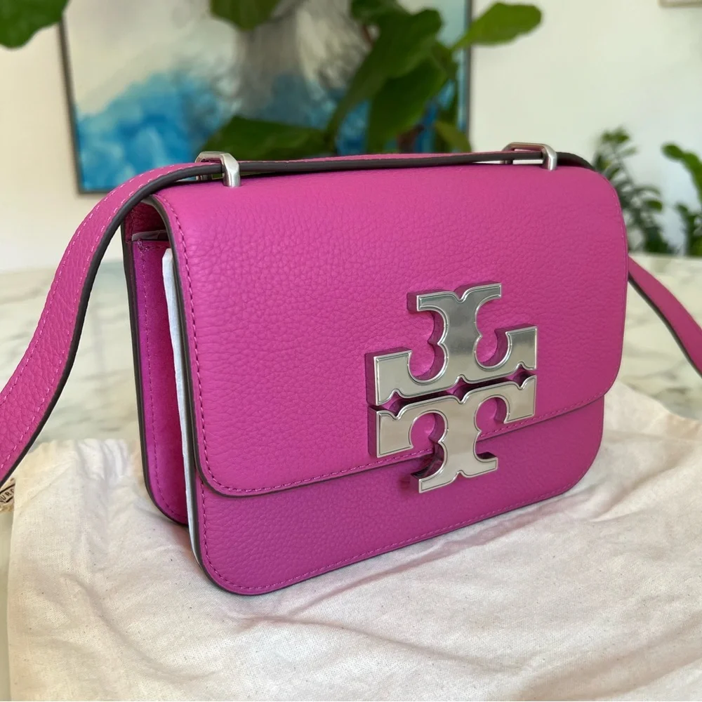 NWT TORY BURCH Small Eleanor Convertible Shoulder Bag In Plumberry Leather Suede - Picture 3 of 14